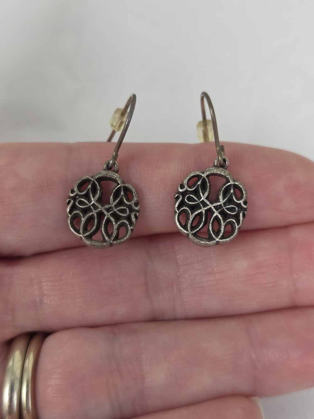 Alex And Ani Vintage-Style Silver Tone Filigree Earrings